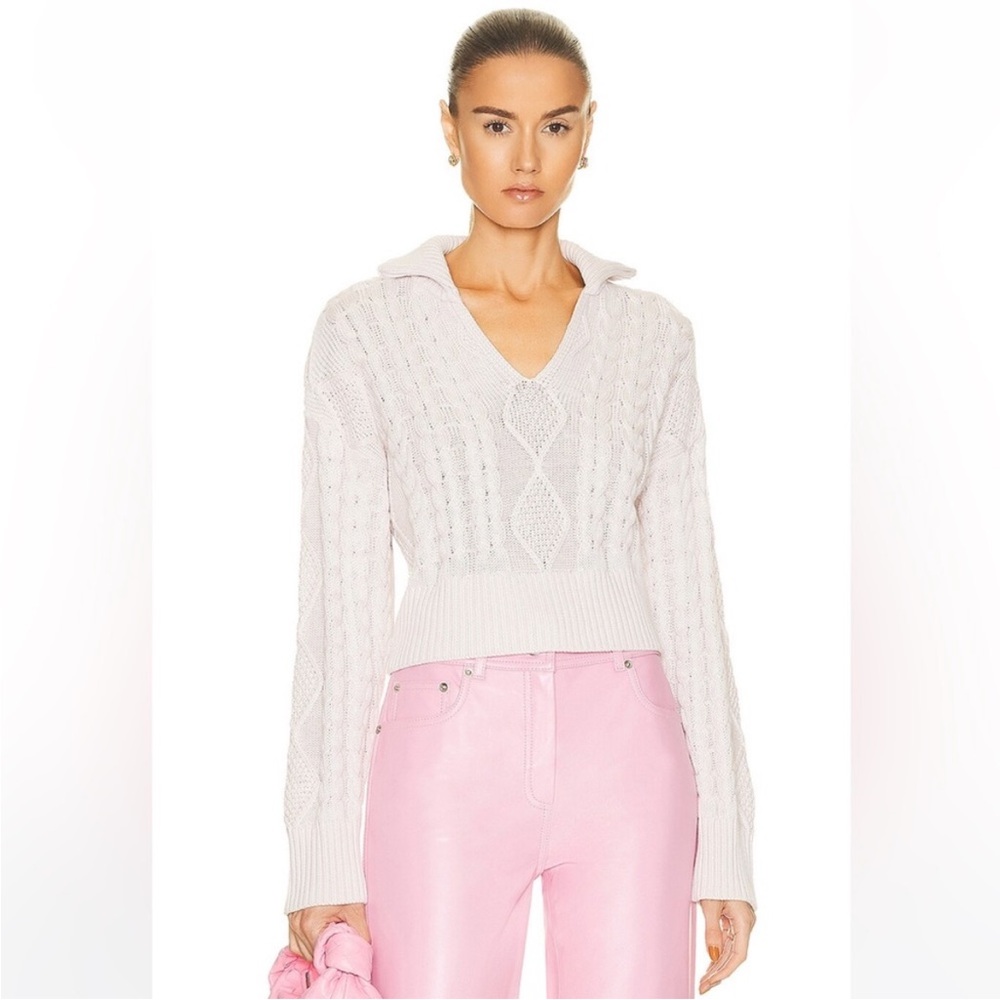 NWT Sablyn Anaya Himalaya Cropped Sweater Cashmere/Silk Light Pink MSRP $550 XS